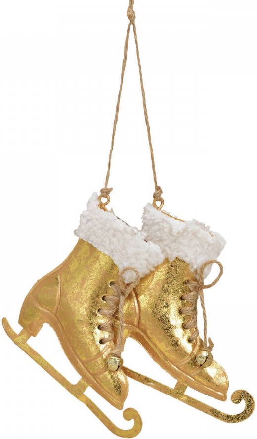 Merkloos 2x Kerstboomhangers Gouden Schaatsen 14 Cm Kerstversiering Kersthangers