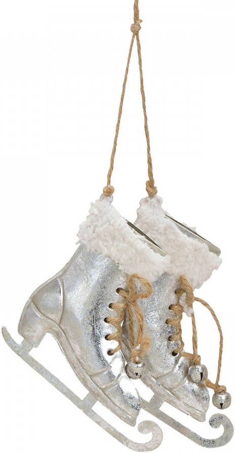 Merkloos 2x Kerstboomhangers Zilveren Schaatsen 14 Cm Kerstversiering Kersthangers