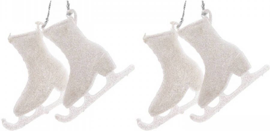 Merkloos Kerstboom Decoratie Schaatsen Wit 8 Cm 4 Stuks Kersthangers