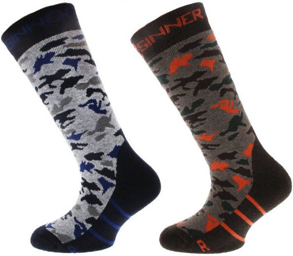Sinner ski sokken grijs/zwart/bruin/rood