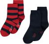 FALKE Happy Stripe sokken set van 2 rood/donkerblauw(set van 2 ) online kopen