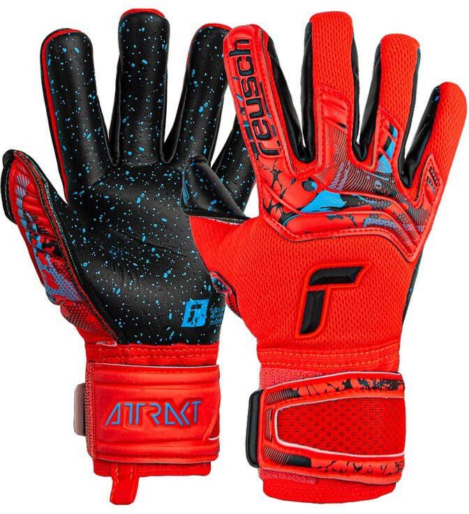 Reusch Keepershandschoenen Attrakt Fusion Finger Support Guardian Electric Red Rood/Blauw/Zwart Kinderen